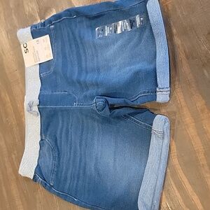 SO Kids Blue Denim Shorts with Light Gray Waistband sparkles